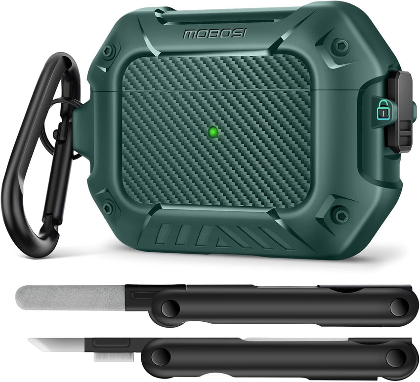 AirPods Case with Lock & Keychain & Cleaner Kit