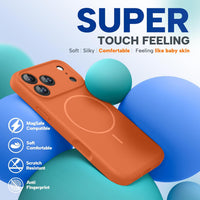 Magnetic for iPhone 17 Pro Max Case, Compatible with MagSafe, Integrated Silicone Camera Control Cover, 3.0mm Thicken Shockproof Drop Protection Phone Case for 17 ProMax, Orange