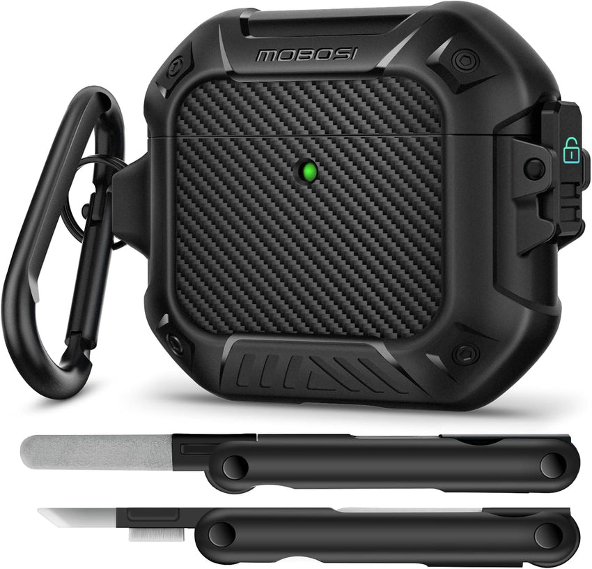 AirPods Case with Lock & Keychain & Cleaner Kit