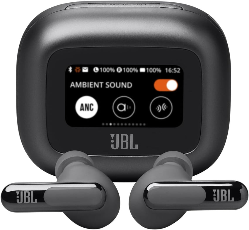 JBL Live Beam 3 wireless earbuds with charging case