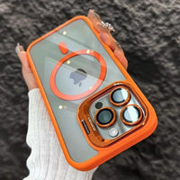 Luxury Magnetic Metal Lens Bumper Protection Case For iPhone 17 16 15 14 13 12 11 Pro Max Funda Wireless Charge Hard Clear Cover