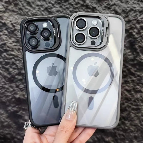 Luxuriöser magnetischer Metall-Linsenschutz-Bumper für iPhone 17 16 15 14 13 12 11 Pro Max Hülle kabelloses Laden harte transparente Abdeckung