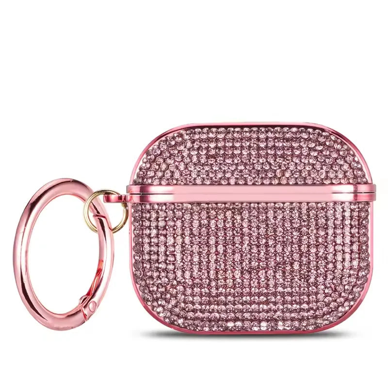 Plated Sparkling Diamond Bluetooth Headphone Case for Apple AirPods 1 3 4th Gen Pro2 Keychain Shockproof Earphone Cover